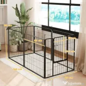 PawHut Țarc pentru Câini Portabil din 6 Panouri, 160x80x80 cm, Negru | Aosom Romania 