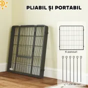PawHut Țarc pentru Câini Portabil din 6 Panouri, 160x80x80 cm, Negru | Aosom Romania 