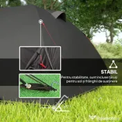 Outsunny Cort de Camping pentru 2-4 Persoane cu 2 Camere, Ușă, Ferestre și Geantă, 330x190x120 cm, Negru | Aosom Romania 