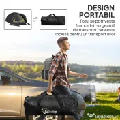 Outsunny Cort de Camping pentru 2-4 Persoane cu 2 Camere, Ușă, Ferestre și Geantă, 330x190x120 cm, Negru | Aosom Romania 