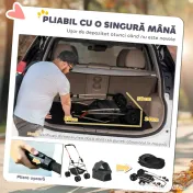 PawHut Cărucior pentru Animale de Companie 3 în 1 cu 4 Roți și Geantă de Transport Detașabilă, 76x50x102 cm, Gri | Aosom Romania 