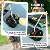PawHut Cărucior pentru Animale de Companie 3 în 1 cu 4 Roți și Geantă de Transport Detașabilă, 76x50x102 cm, Gri | Aosom Romania 