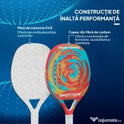 SPORTNOW Rachetă de Padel din Fibră de Carbon, cu Mâner Antiderapant și Geantă de Transport, 28x23 cm, Galben | Aosom Romania 