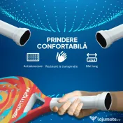 SPORTNOW Rachetă de Padel din Fibră de Carbon, cu Mâner Antiderapant și Geantă de Transport, 28x23 cm, Galben | Aosom Romania 
