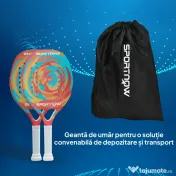 SPORTNOW Rachetă de Padel din Fibră de Carbon, cu Mâner Antiderapant și Geantă de Transport, 28x23 cm, Galben | Aosom Romania 
