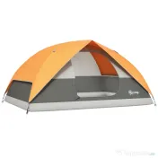 Outsunny Cort de Camping pentru 3 Persoane cu Port de Încărcare, Buzunare și Geantă, 205x275x135 cm, Portocaliu | Aosom Romania 