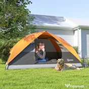 Outsunny Cort de Camping pentru 3 Persoane cu Port de Încărcare, Buzunare și Geantă, 205x275x135 cm, Portocaliu | Aosom Romania 