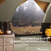 Outsunny Cort de Camping pentru 3 Persoane cu Port de Încărcare, Buzunare și Geantă, 205x275x135 cm, Portocaliu | Aosom Romania 