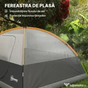 Outsunny Cort de Camping pentru 3 Persoane cu Port de Încărcare, Buzunare și Geantă, 205x275x135 cm, Portocaliu | Aosom Romania 