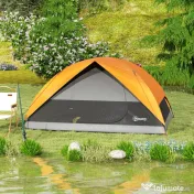 Outsunny Cort de Camping pentru 3 Persoane cu Port de Încărcare, Buzunare și Geantă, 205x275x135 cm, Portocaliu | Aosom Romania 