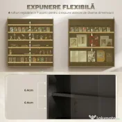 HOMCOM Dulap Tip Vitrină de Expoziție cu Rafturi Reglabile, Montată pe Perete, Negru | Aosom Romania 