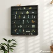 HOMCOM Dulap Tip Vitrină de Expoziție cu Rafturi Reglabile, Montată pe Perete, Negru | Aosom Romania 