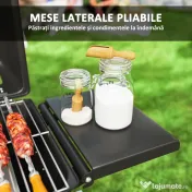 Outsunny Barbecue pe Gaz 2 Arzătoare, 2 Rafturi, Capac și Termometru Negru | Aosom Romania 