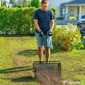 Outsunny Răspânditor Compost de 75L cu Mâner Reglabil în Formă de T din Metal Negru