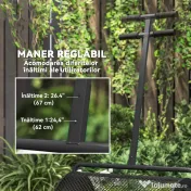 Outsunny Răspânditor Compost de 75L cu Mâner Reglabil în Formă de T din Metal Negru
