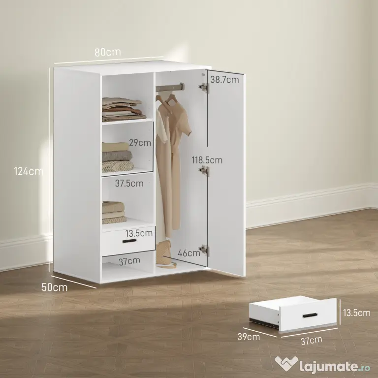 HOMCOM Dulap Modern Alb Sertare | Aosom Romania