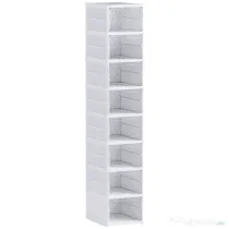 HOMCOM Dulap de Pantofi Modular cu 8 Cutii Stivuibile pentru Pantofi, 26x35x140 cm, Alb | Aosom Romania