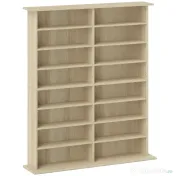 HOMCOM Dulap Bibliotecă pentru CD-uri cu 16 Rafturi, Design Modern, din Lemn, 106,5x24x126,3 cm, Natur | Aosom Romania 