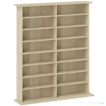 HOMCOM Dulap Bibliotecă pentru CD-uri cu 16 Rafturi, Design Modern, din Lemn, 106,5x24x126,3 cm, Natur | Aosom Romania