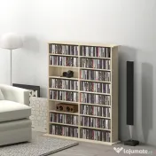 HOMCOM Dulap Bibliotecă pentru CD-uri cu 16 Rafturi, Design Modern, din Lemn, 106,5x24x126,3 cm, Natur | Aosom Romania 