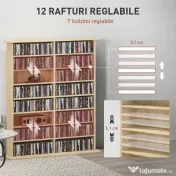 HOMCOM Dulap Bibliotecă pentru CD-uri cu 16 Rafturi, Design Modern, din Lemn, 106,5x24x126,3 cm, Natur | Aosom Romania 