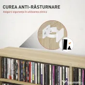 HOMCOM Dulap Bibliotecă pentru CD-uri cu 16 Rafturi, Design Modern, din Lemn, 106,5x24x126,3 cm, Natur | Aosom Romania 