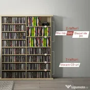 HOMCOM Dulap Bibliotecă pentru CD-uri cu 16 Rafturi, Design Modern, din Lemn, 106,5x24x126,3 cm, Natur | Aosom Romania 