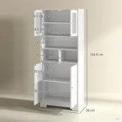 HOMCOM Dulap de Bucătărie cu 2 Dulapuri, 3 Compartimente și Rafturi Reglabile Alb | Aosom Romania 