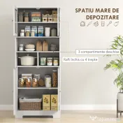 HOMCOM Dulap de Bucătărie cu 2 Dulapuri, 3 Compartimente și Rafturi Reglabile Alb | Aosom Romania 