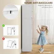 HOMCOM Dulap de Bucătărie cu 2 Dulapuri, 3 Compartimente și Rafturi Reglabile Alb | Aosom Romania 