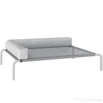 PawHut Pat Ridicat cu Pernă Detasabilă, Plasa Ventilată, Talie Medie, Gri Deschis | Aosom Romania