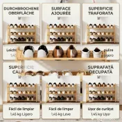 HOMCOM Etajeră pentru pantofi cu 3 rafturi pentru 12 perechi de pantofi din bambus 76x33x50.8 cm | Aosom Romania