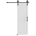 HOMCOM Ușă Glisantă în Stil Country cu Șină și Mâner din Lemn și Oțel, 71,5x213,4 cm, Alb și Negru