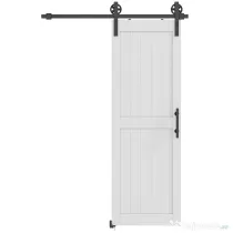 HOMCOM Ușă Glisantă în Stil Country cu Șină și Mâner din Lemn și Oțel, 71,5x213,4 cm, Alb și Negru