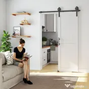 HOMCOM Ușă Glisantă în Stil Country cu Șină și Mâner din Lemn și Oțel, 71,5x213,4 cm, Alb și Negru