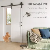 HOMCOM Ușă Glisantă în Stil Country cu Șină și Mâner din Lemn și Oțel, 71,5x213,4 cm, Alb și Negru