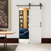 HOMCOM Ușă Glisantă în Stil Country cu Șină și Mâner din Lemn și Oțel, 71,5x213,4 cm, Alb și Negru