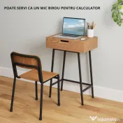 HOMCOM Masă de Machiaj cu Oglindă Rabatabilă și 16 Compartimente Stil Industrial, Lemn și Oțel, 60x40x90 cm 