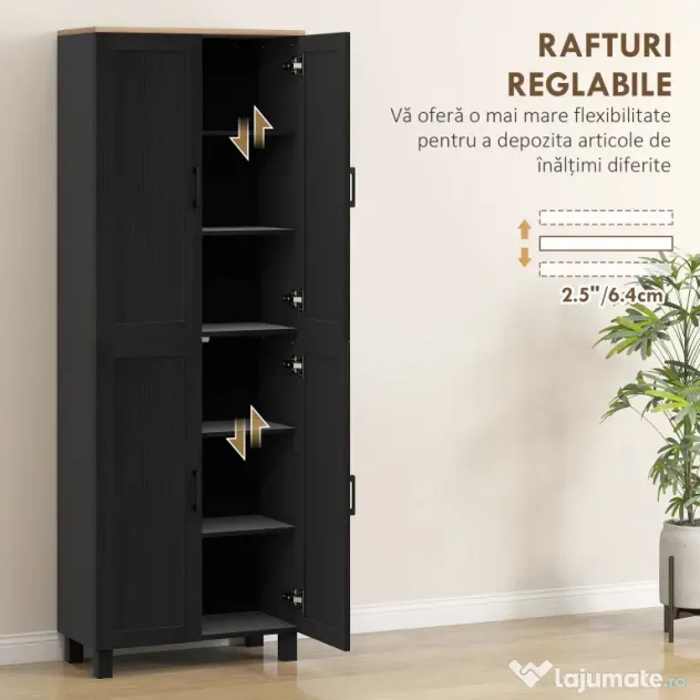 Homcom Dulap Bucatarie Alb – 5 Rafturi | Aosom Romania
