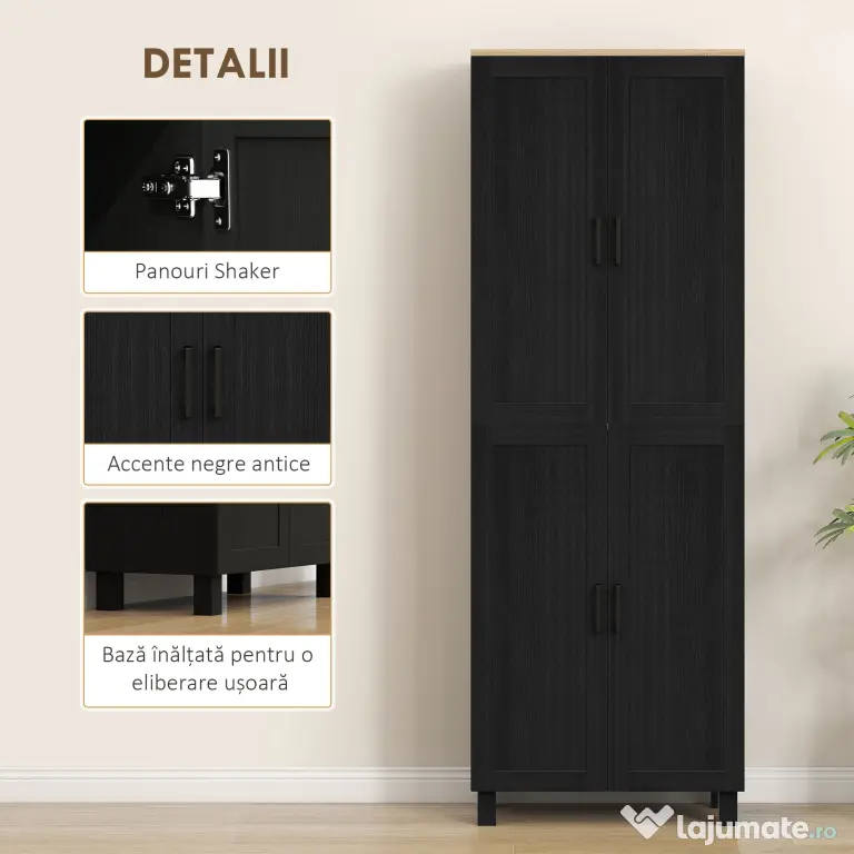 Homcom Dulap Bucatarie Alb – 5 Rafturi | Aosom Romania