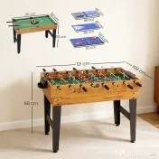 SPORTNOW Masă de Jocuri 13 în 1 cu Fotbal de Masă, Ping Pong, Air Hockey, Biliard, Șah și Altele, Culoare Nuc | Aosom Romania