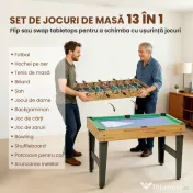 SPORTNOW Masă de Jocuri 13 în 1 cu Fotbal de Masă, Ping Pong, Air Hockey, Biliard, Șah și Altele, Culoare Nuc | Aosom Romania