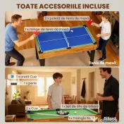 SPORTNOW Masă de Jocuri 13 în 1 cu Fotbal de Masă, Ping Pong, Air Hockey, Biliard, Șah și Altele, Culoare Nuc | Aosom Romania