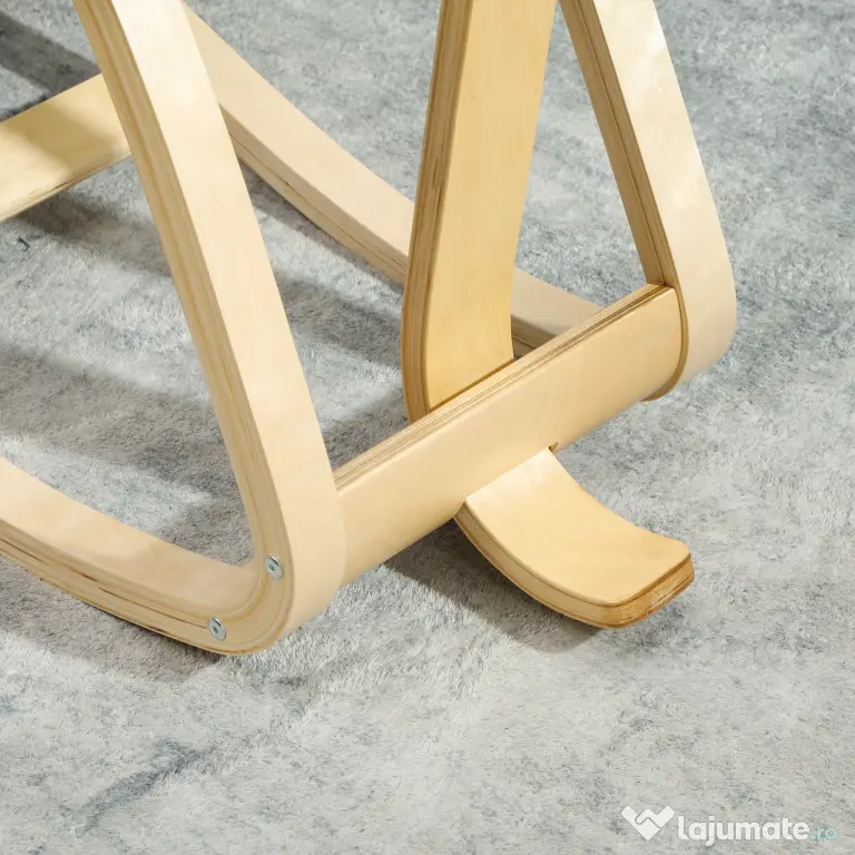 HOMCOM Scaun Ergonomic pentru Genunchi din Țesătură cu Aspect de In și Lemn de Mesteacăn, Negru | Aosom Romania