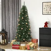 HOMCOM Pom de Crăciun Artificial de 180 cm cu Lumini Incorporate Albe și Colorate în 9 Moduri și 899 Crengi Ignifuge, Brad de Crăciun Dens și Realistic cu Bază Metalică Pliabilă pentru Acasă | Aosom Romania