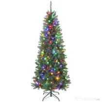 HOMCOM Pom de Crăciun de 180cm cu 250 de Lumini Albe și Colorate, 899 Crengi