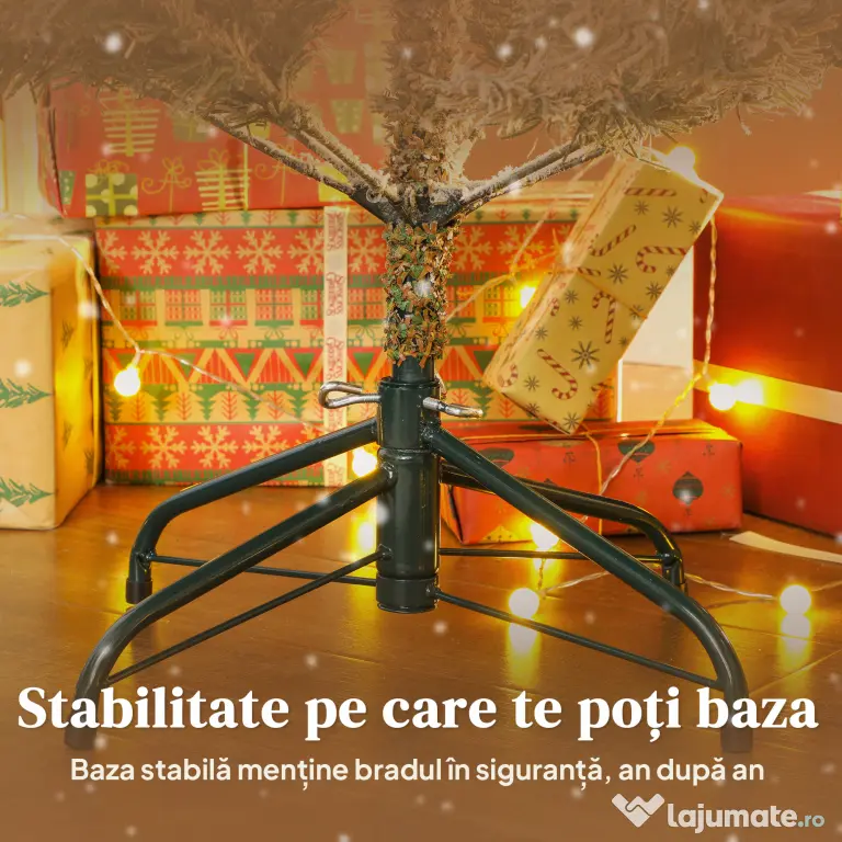 HOMCOM Pom de Crăciun înzăpezit 150 cm cu Bază Metalică Pliabilă | Aosom Romania