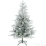 HOMCOM Pom de Crăciun înzăpezit 150 cm cu Bază Metalică Pliabilă