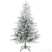HOMCOM Pom de Crăciun înzăpezit 150 cm cu Bază Metalică Pliabilă