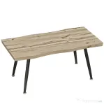 HOMCOM Masă de cafea stil nordic cu picioare reglabile, din lemn și oțel, 100x50x45 cm, negru și stejar